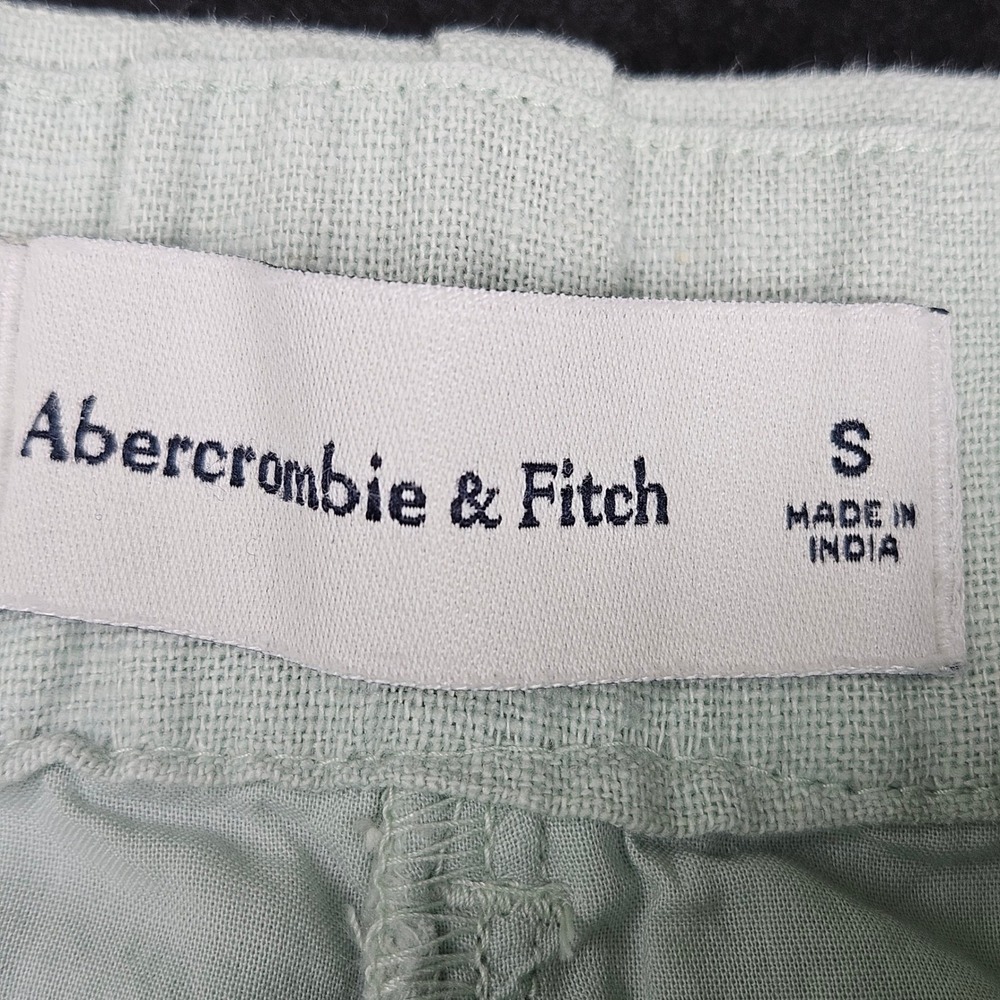 Abercrombie & Fitch Mint Green Linen Blend Pleated Shorts Women Size S High Rise - Picture 2 of 10